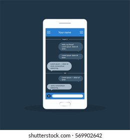 Vector application with chat boxes. Messenger. Message box. Duologue window