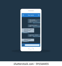 Vector application with chat boxes. Messenger. Message box. Duologue window