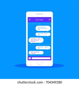 Vector application with chat boxes. Messenger. Message box. Duologue window