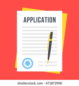 Vector application form. Documents with stamp and pen - Shutterstock ID 471872900