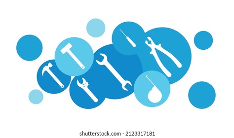 Vector application Home Repair and Tools Icons set in flat style