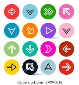 Vector Application Icons - Arrows in Colorful Circles Set