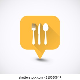 Vector application Knife, Fork and Spoon Icons set in flat style with long shadows.