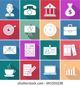 Vector Application Office and Business Icons Set in Flat Design with Long Shadows
