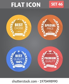Vector application Quality Vintage Laurel Wreaths Icons set in flat style with long shadows.