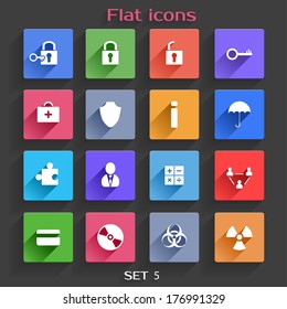 Vector Application  Web Icons Set in Flat Design with Long Shadows