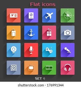 Vector Application  Web Icons Set in Flat Design with Long Shadows