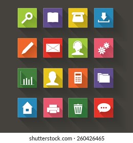 Vector Application Web Icons Set in Flat Design with Long Shadows
