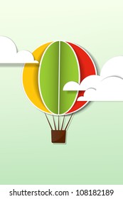 vector applique with hot air balloon in the sky