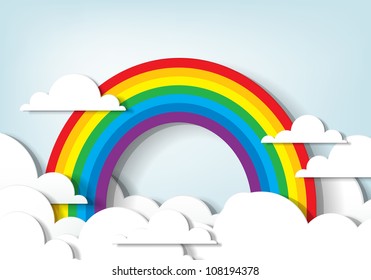 Vector applique. Rainbow and clouds