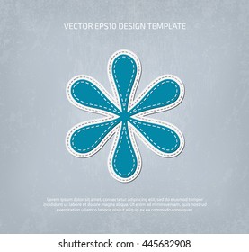 Vector applique style asterisk icon. Layered, double stitched