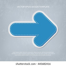 Vector applique style rounded arrow icon. Layered, double stitched