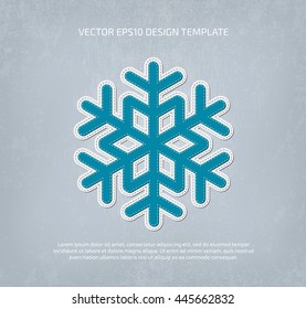 Vector applique style snowflake icon. Layered, double stitched
