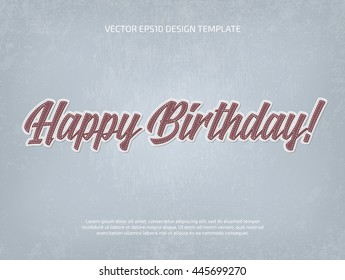 Vector applique style typographic banner. Layered, double stitched. Happy birthday