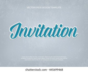 Vector applique style typographic banner. Layered, double stitched. Invitation
