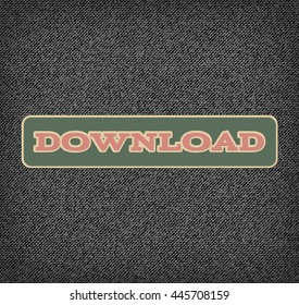 Vector applique style typographic banner on rough denim background. Layered, double stitched. Download