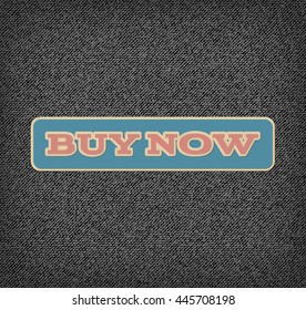 Vector applique style typographic banner on rough denim background. Layered, double stitched. Buy now