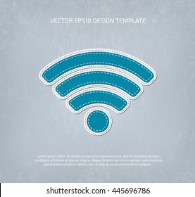 Vector applique style wifi icon. Layered, double stitched