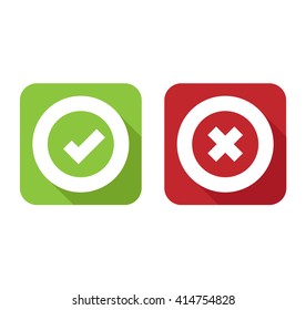 Vector Approve and Disprove Icons with Long Shadow Effect