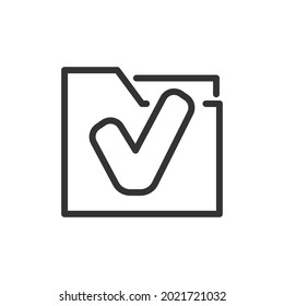 Icono de la línea de aprobación del vector. Símbolo con estilo de contorno de moda. Ilustración vectorial aislada en un fondo blanco. 