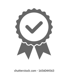 Vector approved flat icon isolated on white background. Certified medal icon in flat design. Vector illustration.