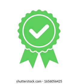 Vector approved flat icon isolated on white background. Certified medal icon in flat design. Vector illustration.