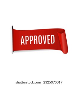 Vector approved red label design. Banner template, vector. Web elements.