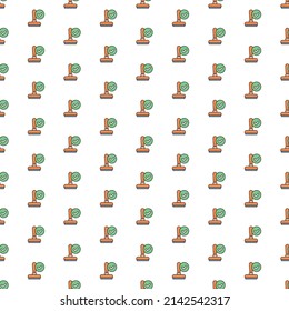 Vector approved stamp, accepted pattern with various icons. Symbol texture design.