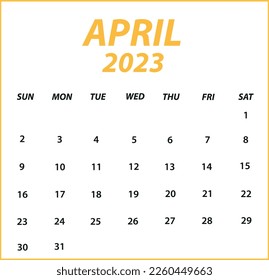 Vector of april calendar 2023