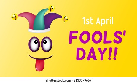 vector of April fools day banner design, funny Jester hat illustration.