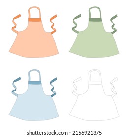 Vector Apron For Hostess Pink Blue Green With Ties Flat