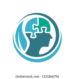 Vector Aqua Brain Human Puzzle Logo