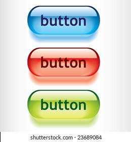 Vector. Aqua buttons, glossy web elements.