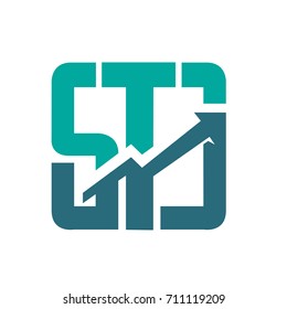 Vector Aqua Chart Letter S T C Logo