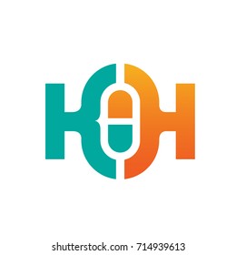 Vector Aqua Dual Letter K H Medic Logo