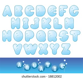 Vector Aqua Font. Easy To Edit Unique Font.