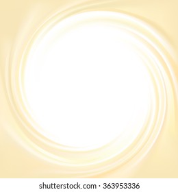 Vector aqua futuristic luxury yellow modern backdrop of soft shiny swirling rippled curvy texture. Closeup view with space for text in glowing center in middle of funnel 