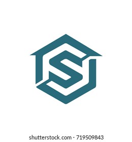 Vector Aqua Hive House Initial S Logo