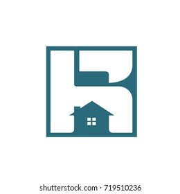 Vector Aqua House Initial H R Logo