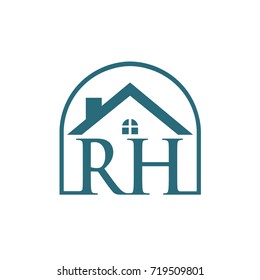 Vector Aqua House Initial R H Logo