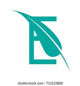 Vector Aqua Letter E Botanical Logo