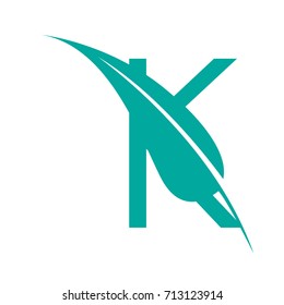 Vector Aqua Letter K Botanical Logo