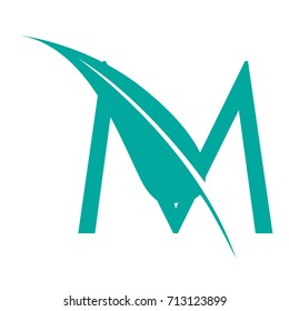 Vector Aqua Letter M Botanical Logo