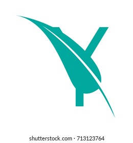 Vector Aqua Letter Y Botanical Logo