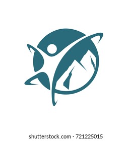 Vector Aqua People and Mountain Logo