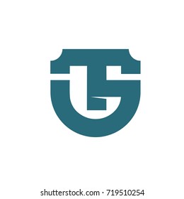 Vector Aqua Shield Initial T G Logo