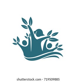 Vector Aqua Tree Kids Learning Logo
