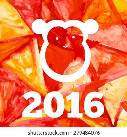 Vector  aquarelle fire monkey of 2016 year