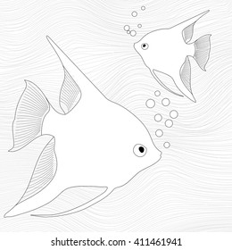 Vector  aquarium fish angelfish