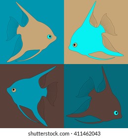 Vector  aquarium fish angelfish